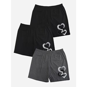 Heart Print Casual Shorts - 3 Pieces
